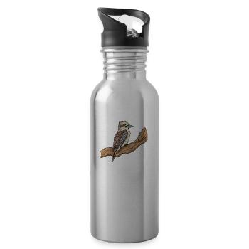Kookaburra I Eisvogel Naturschutz für Ornithologe - Trinkflasche mit integriertem Trinkhalm - Lightsilver - Rechts