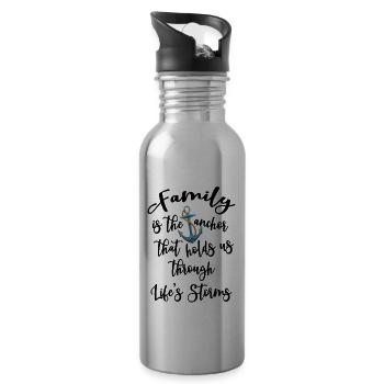 Family Is The Anchor That Holds Us Through Life's - Water bottle with straw - silver - Right