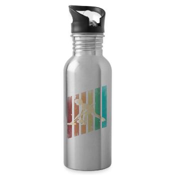 Curling Player Silhouette Curling Sport for a - Water bottle with straw - silver - Right