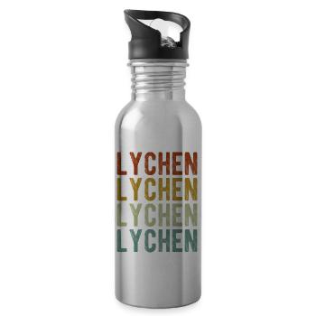 Lychen City Retro Vintage - Water bottle with straw - silver - Right