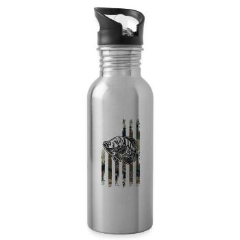 USA Flagge Crappie Fish - Trinkflasche mit integriertem Trinkhalm - Lightsilver - Rechts