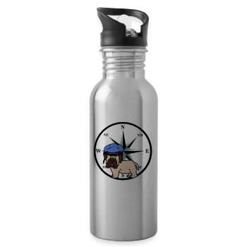 Moin North Sea Baltic Sea Pug Compass Sailor Sailor Sailor - Water bottle with straw - silver - Right
