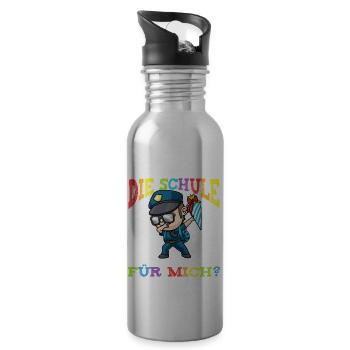 Schulkind Einschulung Polizei - Trinkflasche mit integriertem Trinkhalm - Lightsilver - Rechts
