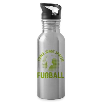Coole Jungs Spielen Fußball Jungen Geburtstag - Trinkflasche mit integriertem Trinkhalm - Lightsilver - Rechts