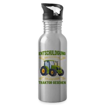 Ich Habe Einen Traktor Gesehen Jungen Trecker - Trinkflasche mit integriertem Trinkhalm - Lightsilver - Rechts