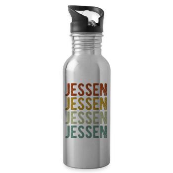 Jessen Stadt Retro Vintage - Trinkflasche mit integriertem Trinkhalm - Lightsilver - Rechts