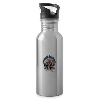 Muay Thai Fight Team Kriegshaube - Thailand - Trinkflasche mit integriertem Trinkhalm - Lightsilver - Rechts