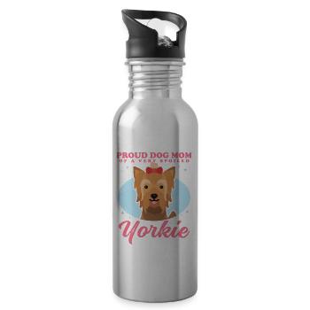 Yorkshire Terrier Maman Yorkie Chien Propriétaire Cadeau - Gourde avec paille intégrée - argent clair - Droite