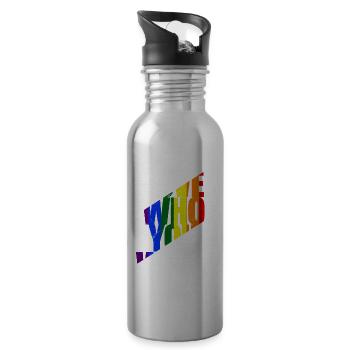 LGBT Rainbow Gay Pride Homo Lesbian Gay - Water bottle with straw - silver - Right