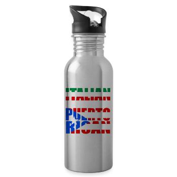 Italian With Puerto Rican Roots Puerto Rico Italy - Trinkflasche mit integriertem Trinkhalm - Lightsilver - Rechts