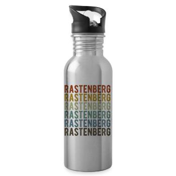 Rastenberg Stadt Retro Vintage - Trinkflasche mit integriertem Trinkhalm - Lightsilver - Rechts