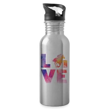 Fun Horse Racing Horse Racing Gift Idea - Water bottle with straw - silver - Right