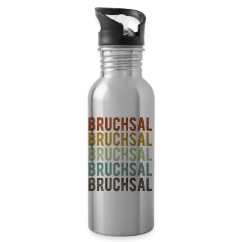 Bruchsal Stadt Retro Vintage - Trinkflasche mit integriertem Trinkhalm - Lightsilver - Rechts