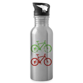 Cyclists Funny Vintage Bike Cyclist - Water bottle with straw - silver - Right