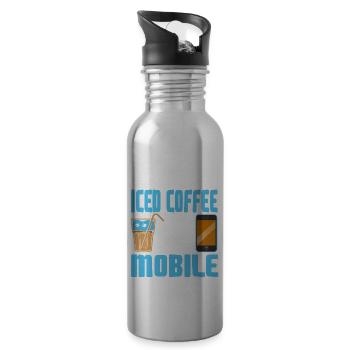 What I Need Is Iced Coffee And My Mobile Cool - Trinkflasche mit integriertem Trinkhalm - Lightsilver - Rechts