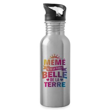 mémé tu es la plus belle de la terre - Gourde avec paille intégrée - argent clair - Droite