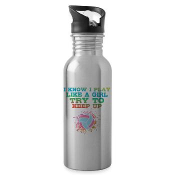 Ich Weiß, Ich Spiele Wie Ein Mädchen Farbenfrohen - Trinkflasche mit integriertem Trinkhalm - Lightsilver - Rechts