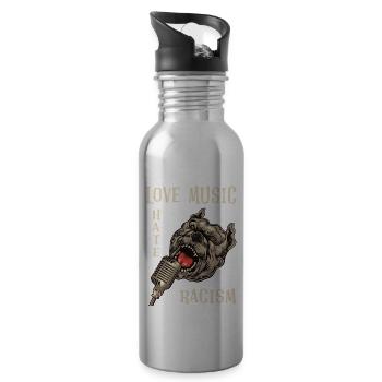 Love music hate racism - Trinkflasche mit integriertem Trinkhalm - Lightsilver - Rechts