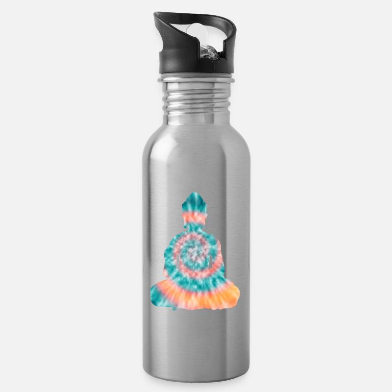 Buddha TieDye - Water bottle with straw - silver