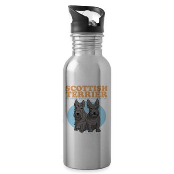 Scottish Terrier Dogs | Dog Owner Gift - Water bottle with straw - silver - Right