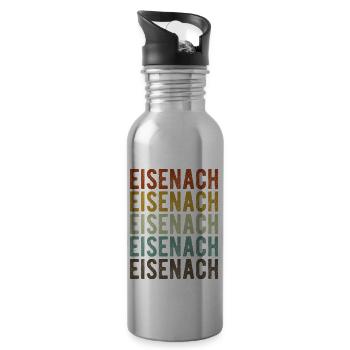 Eisenach Stadt Retro Vintage - Trinkflasche mit integriertem Trinkhalm - Lightsilver - Rechts