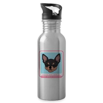 Chihuahua Maman Chien Chien Propriétaire Cadeau - Gourde avec paille intégrée - argent clair - Droite
