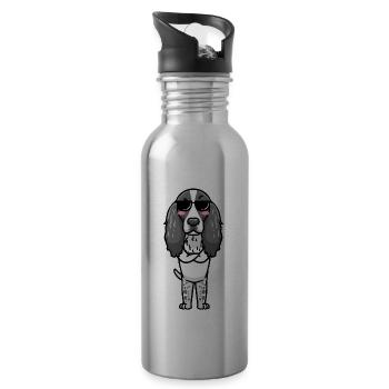 English Springer Spaniel Hund Mit Sonnenbrille - Trinkflasche mit integriertem Trinkhalm - Lightsilver - Rechts