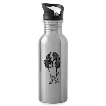 English Springer Spaniel Hund Emoticon Hunde - Trinkflasche mit integriertem Trinkhalm - Lightsilver - Rechts