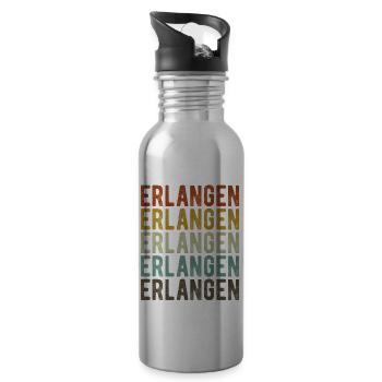 Erlangen Stadt Retro Vintage - Trinkflasche mit integriertem Trinkhalm - Lightsilver - Rechts