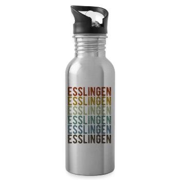 Esslingen Stadt Retro Vintage - Trinkflasche mit integriertem Trinkhalm - Lightsilver - Rechts