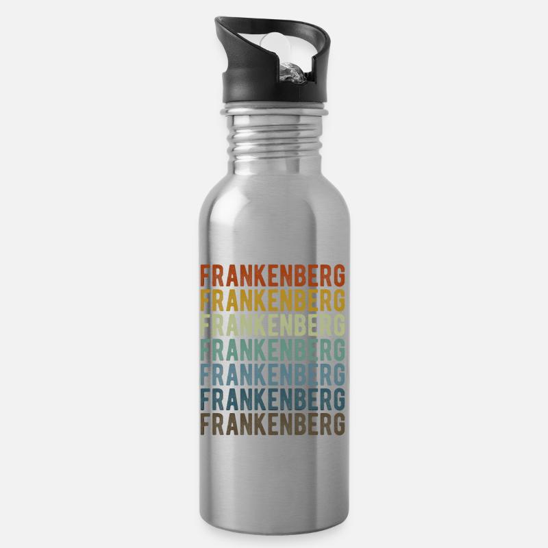 Frankenberg Stadt Retro Vintage - Trinkflasche mit integriertem Trinkhalm - Lightsilver