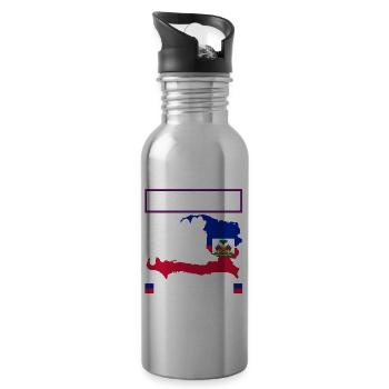 Haiti Haitian Haiti Flag Happiest When Im In Haiti - Water bottle with straw - silver - Right