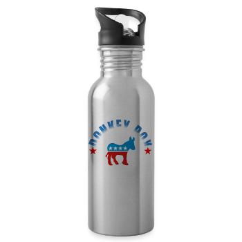 Eselpocken Die Krankheit, die Amerika zerstört Lustig - Trinkflasche mit integriertem Trinkhalm - Lightsilver - Rechts