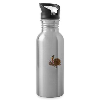 Funny Wine Thanksgiving Turkey Joke Time - Water bottle with straw - silver - Right