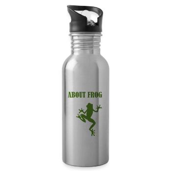 Frag mich etwas über die Frosch Jagd Frosch Jäger - Trinkflasche mit integriertem Trinkhalm - Lightsilver - Rechts