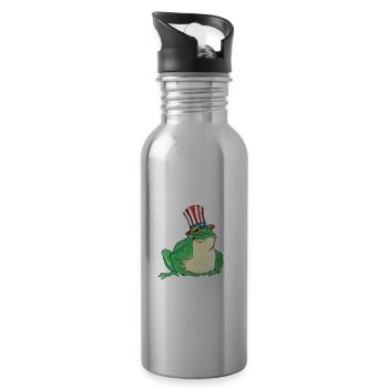 Verrückte Ochsenfrosch Lady fängt und isst Frösche - Trinkflasche mit integriertem Trinkhalm - Lightsilver - Rechts