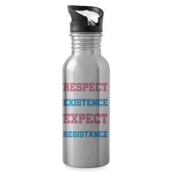 Respect My Existence Or Expect My Resistance 12 - Trinkflasche mit integriertem Trinkhalm - Lightsilver - Rechts
