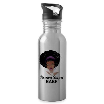 Sassy Black Queen Fières femmes afro-américaines - Gourde avec paille intégrée - argent clair - Droite