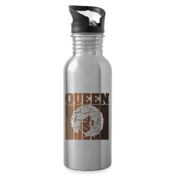 Melanin-Königin Stolzer Schwarzer - Trinkflasche mit integriertem Trinkhalm - Lightsilver - Rechts