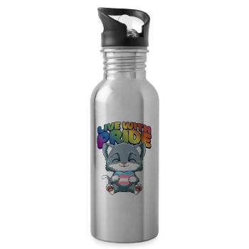 Niedliche Transgender Stolz Katze - Transgender - Trinkflasche mit integriertem Trinkhalm - Lightsilver - Rechts