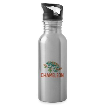 I like Chameleon Lizard Reptile Pet Simple - Water bottle with straw - silver - Right