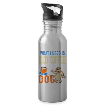 What I Need Is Iced Coffee And My Dog Vintage - Water bottle with straw - silver - Right