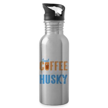 Tout ce dont j’ai besoin, c’est de café glacé et mon husky génial - Gourde avec paille intégrée - argent clair - Droite
