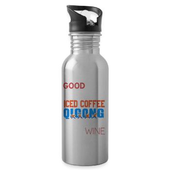 Good Days Start With Ice Coffee Qigong Awesome - Trinkflasche mit integriertem Trinkhalm - Lightsilver - Rechts