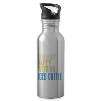 Absolutely Happy With An Iced Coffee Awesome - Trinkflasche mit integriertem Trinkhalm - Lightsilver - Rechts
