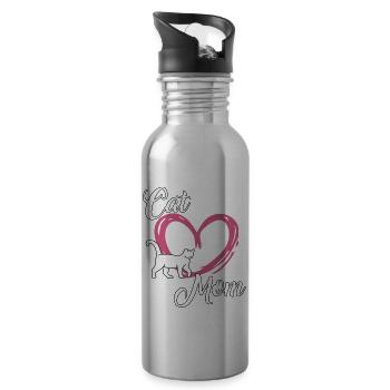 Cats Mama Motif Femmes Cadeau Porte-Chat - Gourde avec paille intégrée - argent clair - Droite