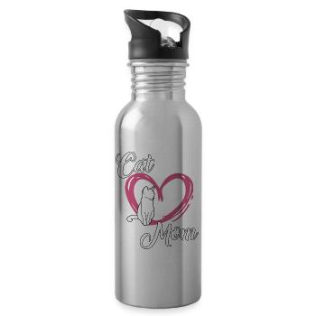 Cute cat mom cats fan gift cats - Water bottle with straw - silver - Right