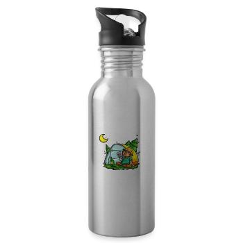 Camping Wine Drinker Beginner Camper Hiking - Water bottle with straw - silver - Right
