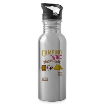 Camping Wine Drinker Beginner Camper Hiking - Water bottle with straw - silver - Right