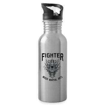 MMA Dragon Demon - Käfigkämpfer Freies Kämpfen - Trinkflasche mit integriertem Trinkhalm - Lightsilver - Rechts